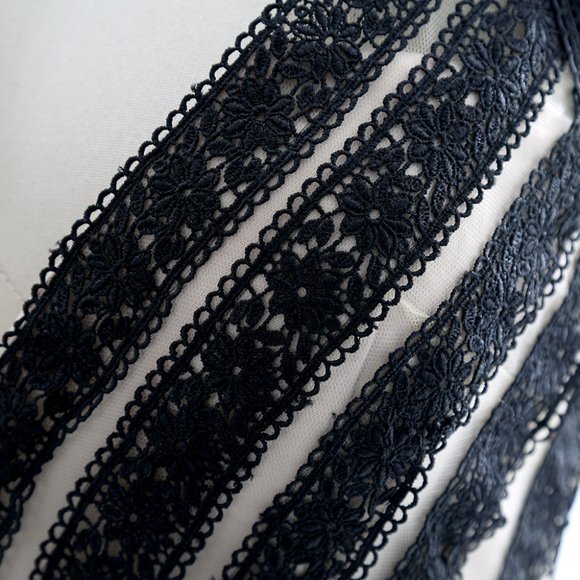 NWT Gothic Mermaid Black Lace Champagne Formal Evening Gown - Picture 6 of 7